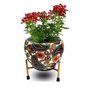 Produit de bonne vente Vases hauts Pièce maîtresse Décoration intérieure et extérieure Vase à fleurs de forme ronde plaqué or fait à la main. - Product Image 2