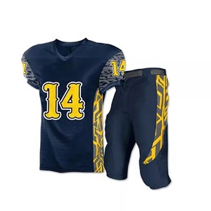 Ensemble d'uniformes de football américain personnalisés de haute qualité : maillot, pantalon, casque, numéro, en polyester respirant et épais, par sublimation - Product Image 3