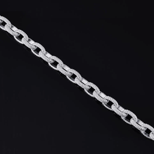 Heavy Brass <b>Silver</b> Plated Cuban Link <b>Chain</b> with Moissanite <b>for</b> <b>Men</b> Hip Hop <b>Necklace</b> - Product Image 6