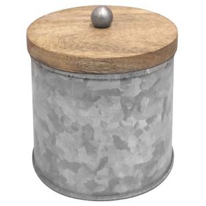 Recipiente redondo galvanizado de hierro con tapa Metal rústico Vintage granja país Decoración Cocina bote para café de azúcar - Product Image 6