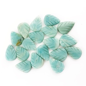 งานแกะสลักรูปใบไม้ด้วยมือสำหรับต่างหูจี้อัญมณีแกะสลักรูปหัวใจขนาดเล็กจากอะเมซอนไนท์ - Product Image 2