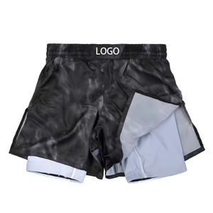 Pantalones Cortos de Lucha MMA Casuales de Algodón 100% de Alta Calidad Personalizados, Pantalones Cortos de Boxeo con Logotipo Personalizado para Hombres, Diseño 2 en 1 con Efecto Humo - Product Image 3
