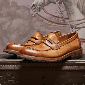 Toptan Goodyear Welted el yapımı ofis ayakkabı erkek klasik deri ayakkabı