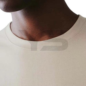 Vente en gros 100% coton T-shirt à col rond de haute qualité 250 Gsm Street Style col rond coupe ajustée décontracté Logo personnalisé solide court personnalisé - Product Image 2