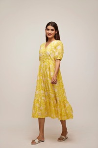 Lemon jaal เดรสลำลองสไตล์ Y2K สำหรับผู้หญิงผ้าคอตตอนแบบปิดคอผู้ผลิตอินเดียและส่งออกยีนส์ผ้า - Product Image 4