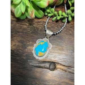 Colgante de Plata de Ley con Turquesa Greg Perry Kingman, Engastado en Bisel - Product Image 4