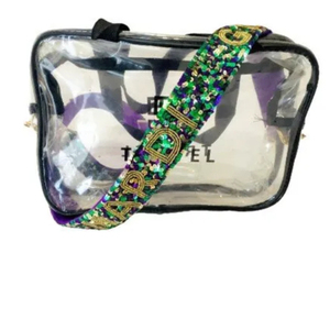 Bolso con cuentas de lentejuelas Mardi Gras para mujer, hecho a mano con correa colorida ajustable, diseño de moda hacia adelante, cinturón de Metal festivo - Product Image 1