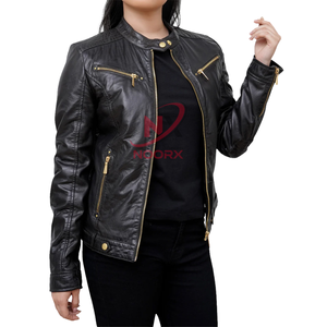 Veste en cuir pour femmes de style récent Concevez votre propre veste en cuir Veste en cuir imperméable pour femmes Original Hide From Sialkot - Product Image 4