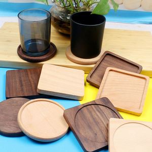 Posavasos Antideslizantes Ys87 de Madera con Grabado, Posavasos de Nogal y Bambú con Logotipo Personalizado, Caja de Regalo Redonda en Blanco - Product Image 2