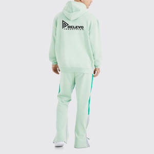 Nouvel ensemble de survêtement deux pièces personnalisé avec logo pour homme – Pantalon ample et sweat à capuche en tissu épais uni – Mode décontractée d'hiver - Product Image 2