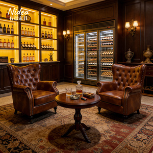<span class=keywords><strong>Fauteuil</strong></span> <span class=keywords><strong>Chesterfield</strong></span> de luxe à dossier haut, en <span class=keywords><strong>cuir</strong></span> véritable capitonné, avec roulettes, pour bureau de direction et bar - Product Image 1
