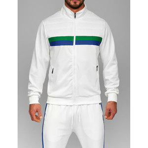 Survêtement en velours pour homme Blanc Brodé Teint uni Écologique Respirant Fermeture éclair - Product Image 3