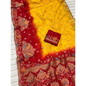 Premium Designer Dola Silk Sarees Beautiful Zari Pallu Piping Borders & Tassels Venta al por mayor Sarees para fiesta y ropa nupcial - Product Image 1