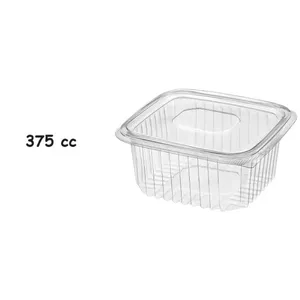 In Stock Packaging Boxes 375cc Plastic Leak Proof Container Disposable Leak-Proof Containers with Flat Lids Plastic Trays