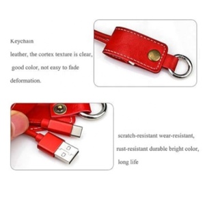 Xách tay 3A sạc nhanh Loại-C Cáp tinh khiết đồng da Móc chìa khóa và vòng Cáp dữ liệu cho iOS máy tính cho điện thoại di động - Product Image 4