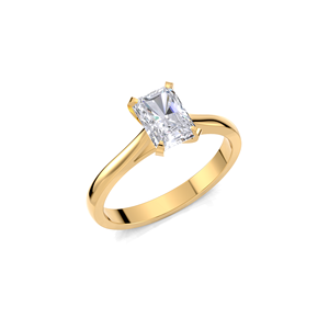 Anillo de compromiso solitario con diamante de corte radiante de 1.0 quilates en oro amarillo, blanco y rosa de 18 quilates - Product Image 2