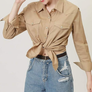 เสื้อคาวบอยคลาสสิกมาใหม่เสื้อยีนส์แขนยาวสำหรับผู้ชายผ้าฝ้าย100% ใส่สบายเสื้อคาวบอยตะวันตก - Product Image 4