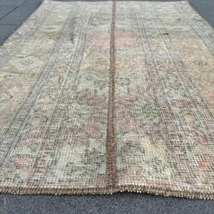 Turkish Vintage Moroccan <b>Wool</b> Rug <b>Brown</b> Patchwork Design Eco-Friendly Latex Backing Medium Pile 2.1x3.2 ft - Product Image 5