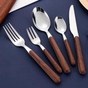 Ensemble de couverts de style Boho, ensemble de couverts écologiques en acier inoxydable avec poignées en bois, ensemble de couverts ménagers à prix compétitif - Product Image 2