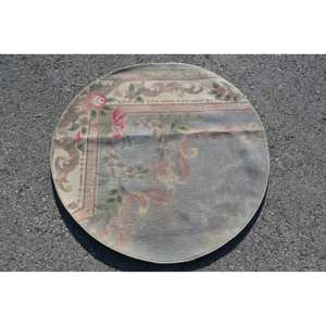 Classique gris vert Floral Vintage turc tapis 3.3X3.3 pieds Boho Style plat tissage salon tapis laine matériel Latex support - Product Image 3