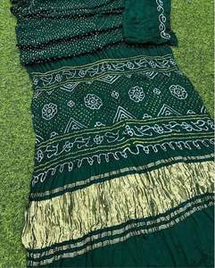 Sari en soie Bandhej Gajji traditionnel de mariage de créateur, vêtements culturels, sari en soie Bandhej traditionnel à prix de gros par l'exportateur - Product Image 5