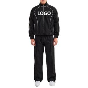 Custom Men's <b>Black</b> <b>Windbreaker</b> Set High Quality Lightweight Tracksuit 2 Piece Sports Jogging Suit Windproof Athletic Streetwear - Product Image 1