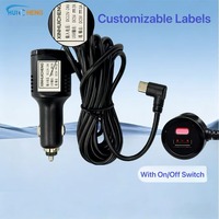 Cable de alimentación para cámara de salpicadero con interruptor de control, 12V 24V a 5V 3A, convertidor Buck integrado, 3.5M, OEM personalizado, MOQ 200