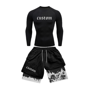 Polyester Spandex Blank Tights <b>Men</b> Gym Training Wear Sets Sublimation Tracksuit <b>Compression</b> Pants And T <b>Shirt</b> - Product Image 3