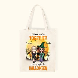 Bolsa de lona personalizada para Halloween, estilo moderno: cuando estamos juntos, cada noche es Halloween - Product Image 1