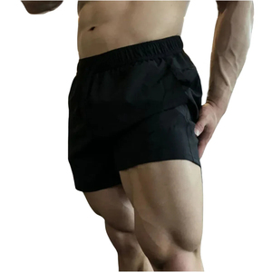 Short de sport personnalisé de haute qualité pour hommes 100% short de plage en polyester motif solide décoration de logo entraînements d'été course à pied - Product Image 4
