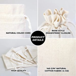 Custom Printed 4 oz Cotton <b>Drawstring</b> <b>Pouch</b> 4 6 (10 14.5 Cm) Natural Color Embroidered Logo for Watches Crafts Dust Storage - Product Image 4