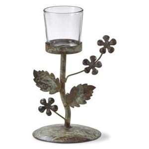 Candelabro de Metal con Acabado en Latón Antiguo, Elegante Portavelas Floral de Iris Hecho a Mano para Decoración de Mesa de Hotel de Lujo - Product Image 4