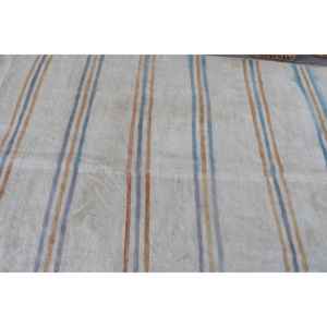 Alfombra Turca Grande de 5.2x10.7 pies, Alfombra de Lana Sólida Vintage Blanca y Azul - Product Image 5