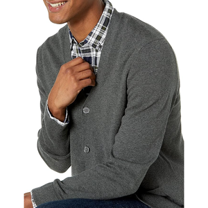 Suéteres cárdigan con botones y cuello en V para hombre con bolsillos laterales Unisex Relax Fit transpirable manga larga Casual suéter acanalado - Product Image 3