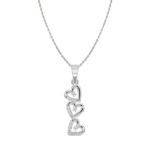 Compre Colgantes de Plata de Ley 925 de Primera Calidad para Mujeres y Niñas, Forma Geométrica de Corazón, Rodio con Topacio, Circonita, Diamante, en Caja - Product Image 1
