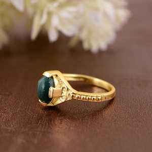 New Arrival Boho Malachite Gemstone <b>Ring</b> Dainty Brass Jewelry Women 18K Gold Plated Vintage <b>Statement</b> <b>Rings</b> Wholesale/OEM/ODM - Product Image 3