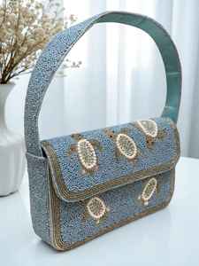 Bolso con cuentas multicolor con asa, bolso de mano, bolso de mano informal, artesanía india, hecho a mano, bolso Baguette, - Product Image 6