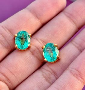 ต่างหูมรกตหรูหราปรับแต่งได้ขายส่งเครื่องประดับอัญมณีต่างหูสตั๊ดมรกตทำด้วยมือเครื่องประดับอัญมณีธรรมชาติ - Product Image 4