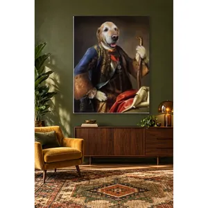 Fida Golden Retriever en costume baroque avec canne, impression sur toile - Product Image 4
