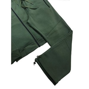 Conjunto de chándal liso de 2 piezas para hombre, Sudadera con capucha y cremallera, pantalones de salón con bolsillos, sudadera holgada informal - Product Image 3