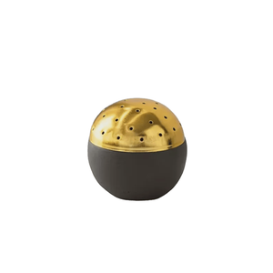 Quemador Bakhoor moderno de lujo con esfera perforada de oro de latón y base de mármol gris para fragancia - Product Image 1