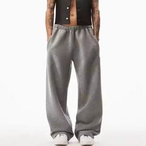New 2025 Custom Open Hem Oversized Sweatpants Straight Leg Men's Loose Cotton Jogging Men Terry Grey <b>Baggy</b> <b>Jogger</b> - Product Image 1