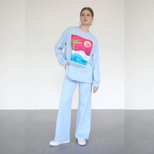 <b>Top</b> Selling Unisex Ky Customized Flared Sweatpants with Printed Sweatshirt Casual Style Wholesale Sweat Suit <b>Sets</b> for Sale - Product Image 4