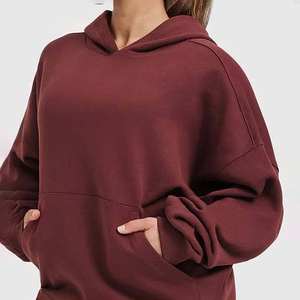 Sudaderas Casuales de Invierno para Mujer al por Mayor, Cálidas, de Manga Larga, de Algodón, Color Borgoña, Sudaderas con Capucha y Sudaderas Deportivas Extra Grandes - Product Image 4