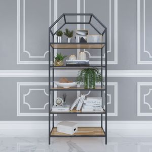 Metal Slat <b>Bookshelf</b> for Living Room Decor (80x34x180cm) - Product Image 1