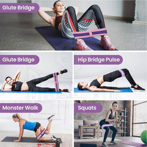 Bandas elásticas de yoga más vendidas Bandas de resistencia de tela Bandas de botín de color sólido impresas personalizadas - Product Image 4