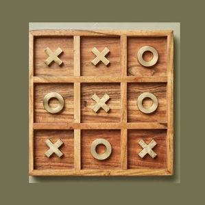 Rompecabezas de Madera Tres en Raya, Destacando la Artesanía Hecha a Mano, Acabado Suave y Hermosa Textura de Madera Natural - Product Image 1