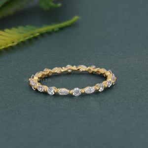 Elegante IGI certificado VVS alternativa Marquesa laboratorio crecido diamante 14K oro sólido boda banda anillo de gama alta moda mujer joyería - Product Image 3