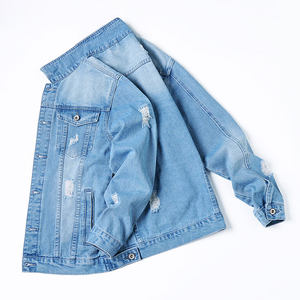 Chaqueta Vaquera de Manga Larga para Hombre, Personalizada, de Alta Calidad, al por Mayor, Chaqueta de Mezclilla Bordada, Estilo Urbano, con Cierre de Cremallera, para Otoño - Product Image 4