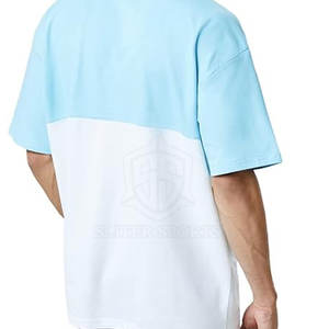 Venta al por mayor 100% algodón de los hombres de gran tamaño de la caída del hombro camiseta con cuello redondo de impresión personalizada hecha con fibra de bambú - Product Image 6